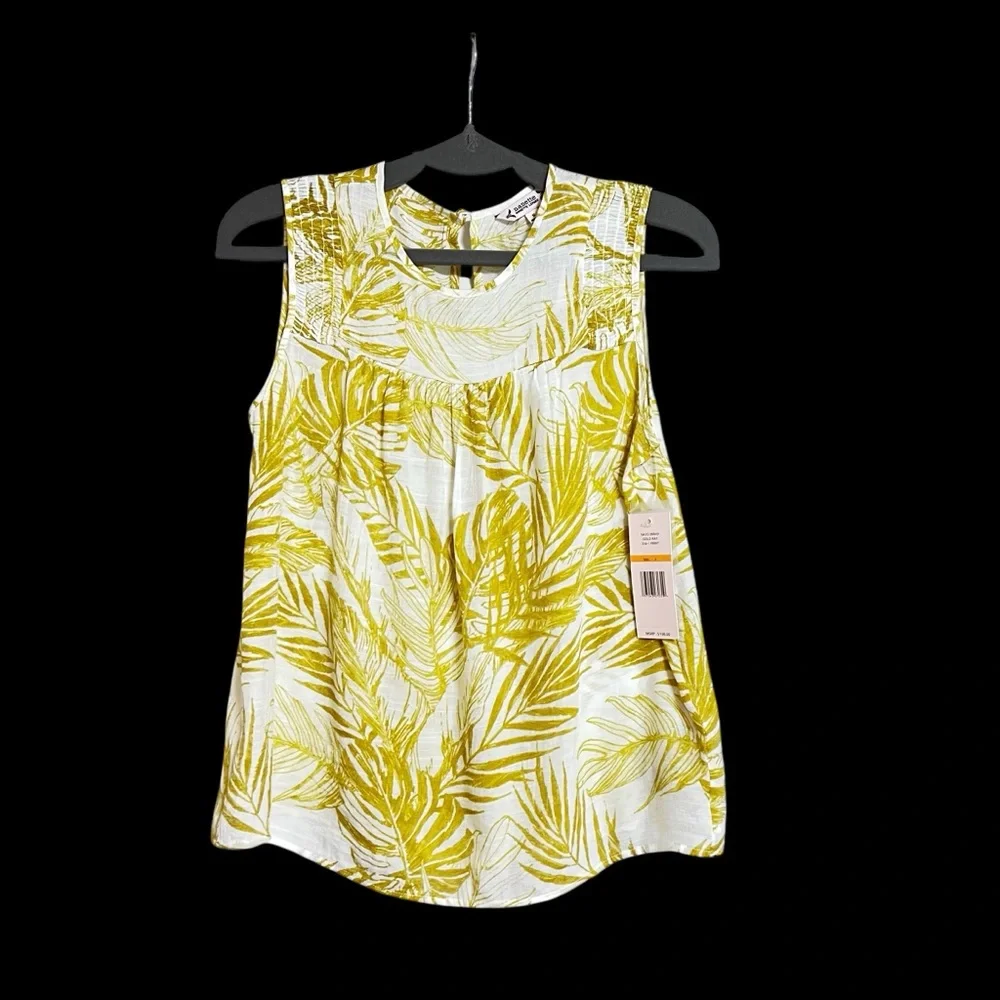 Nanette Lapore Top‎ Sleeveless Palm Tropical Print Blouse